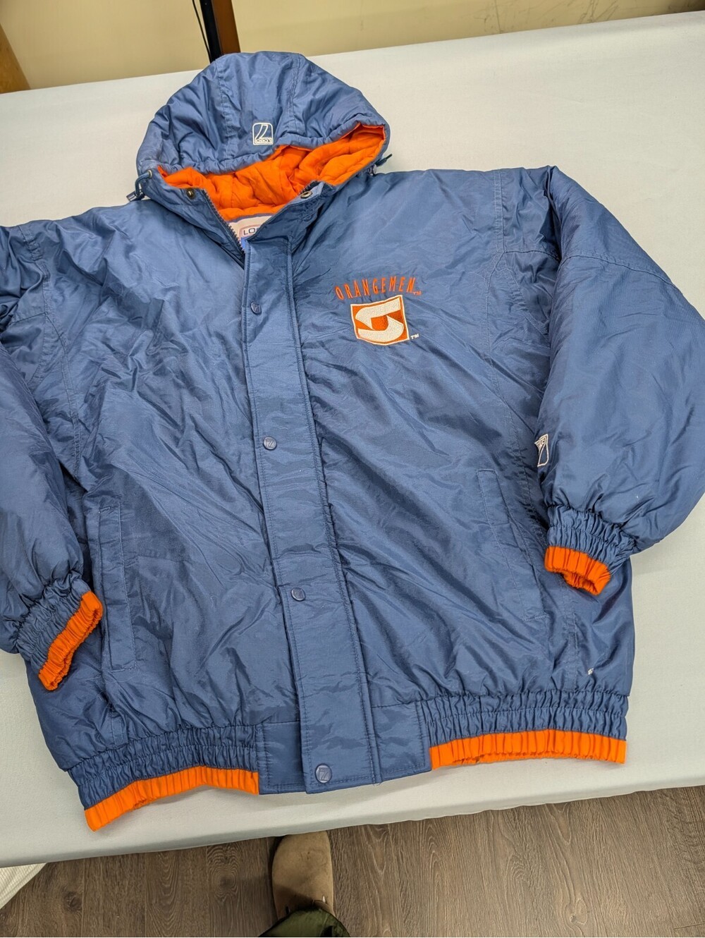 Syracuse Orangemen Logo 7 Vintage Puffer Jacket Hooded L